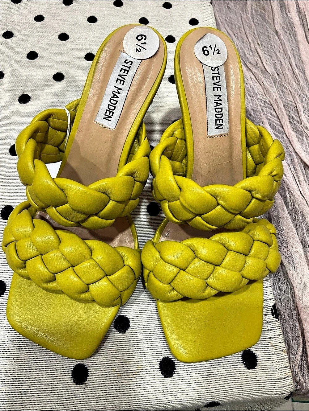 Steve Madden Kenley Braided Heeled Mules Green US 6.5
